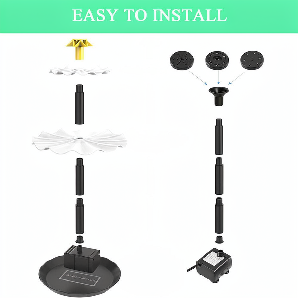 3 Tier Solar Powered Water Fountain Kit - Garden Patio Outdoor Backyard Pond Landscape Decor