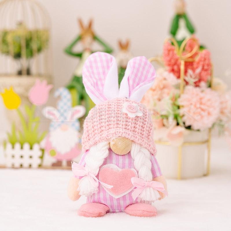 Adorable Easter Gnome Decoration - Cute Spring Bunny Gnome Tabletop & Shelf Decor