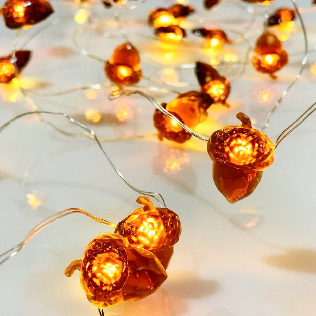 Battery Powered Acorn String Lights - 9.84 ft, 30 LED,Home Mantel Table Holiday Decor Lighting