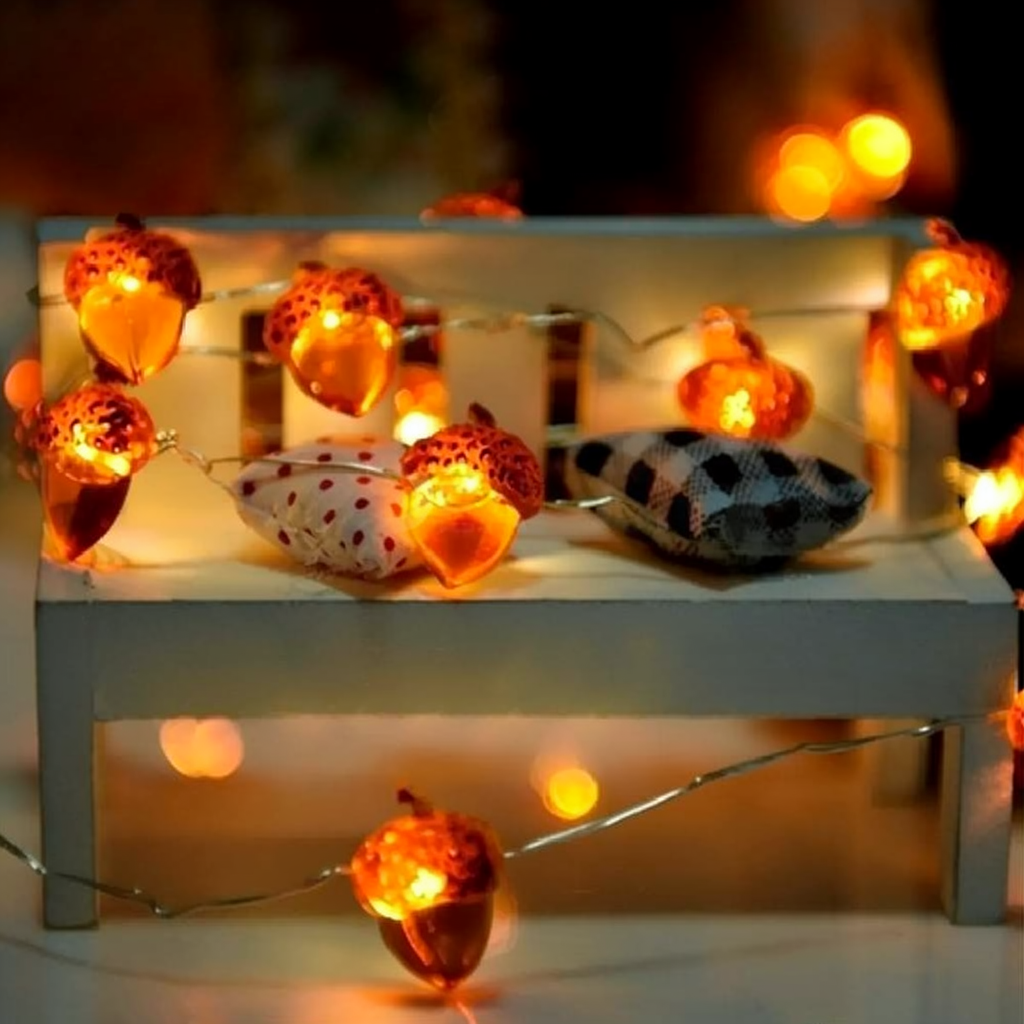 Battery Powered Acorn String Lights - 9.84 ft, 30 LED,Home Mantel Table Holiday Decor Lighting