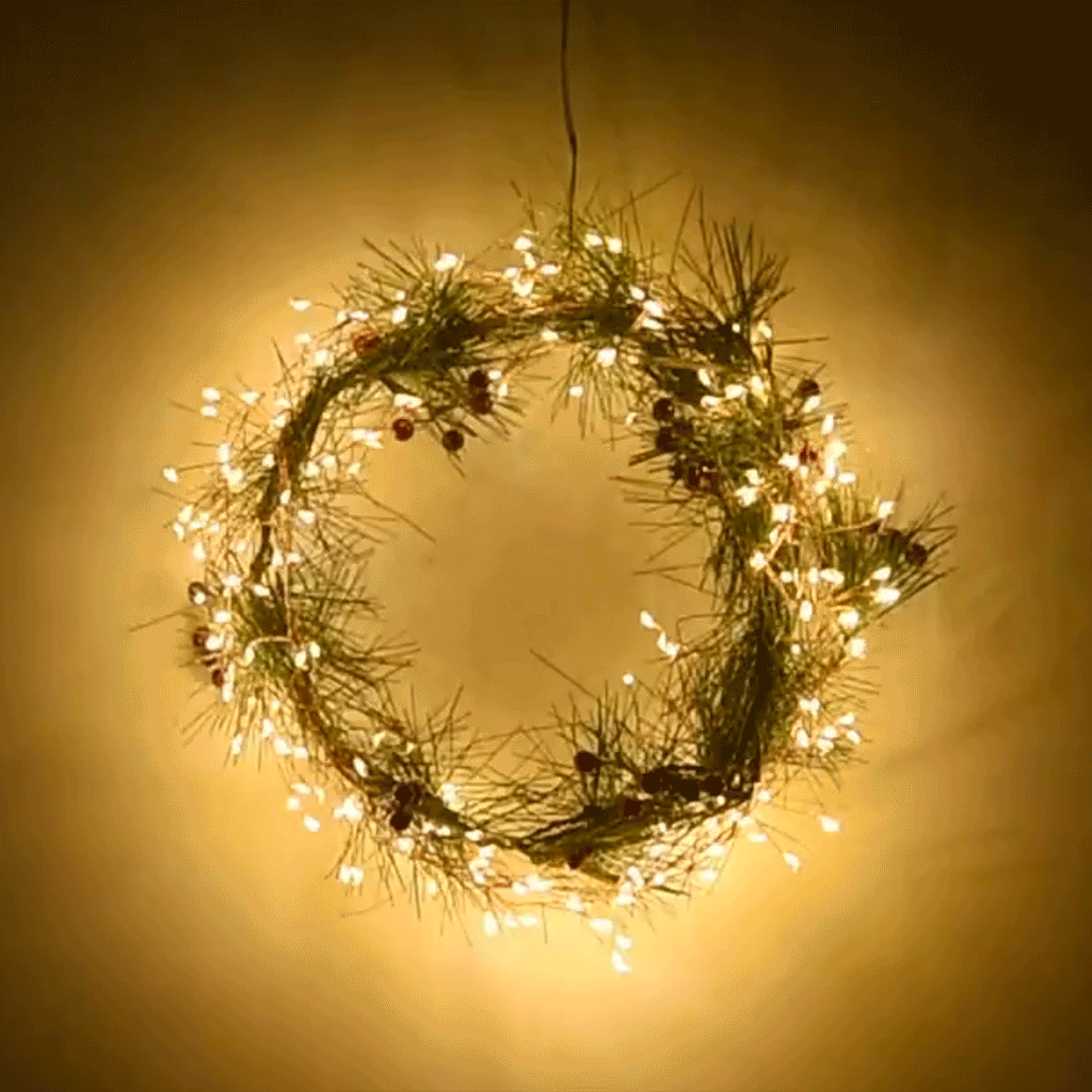 Battery-Powered Warm White Christmas LED Cluster Fairy String Lights - 6.56ft, Tree & Wreath Holiday Lighting