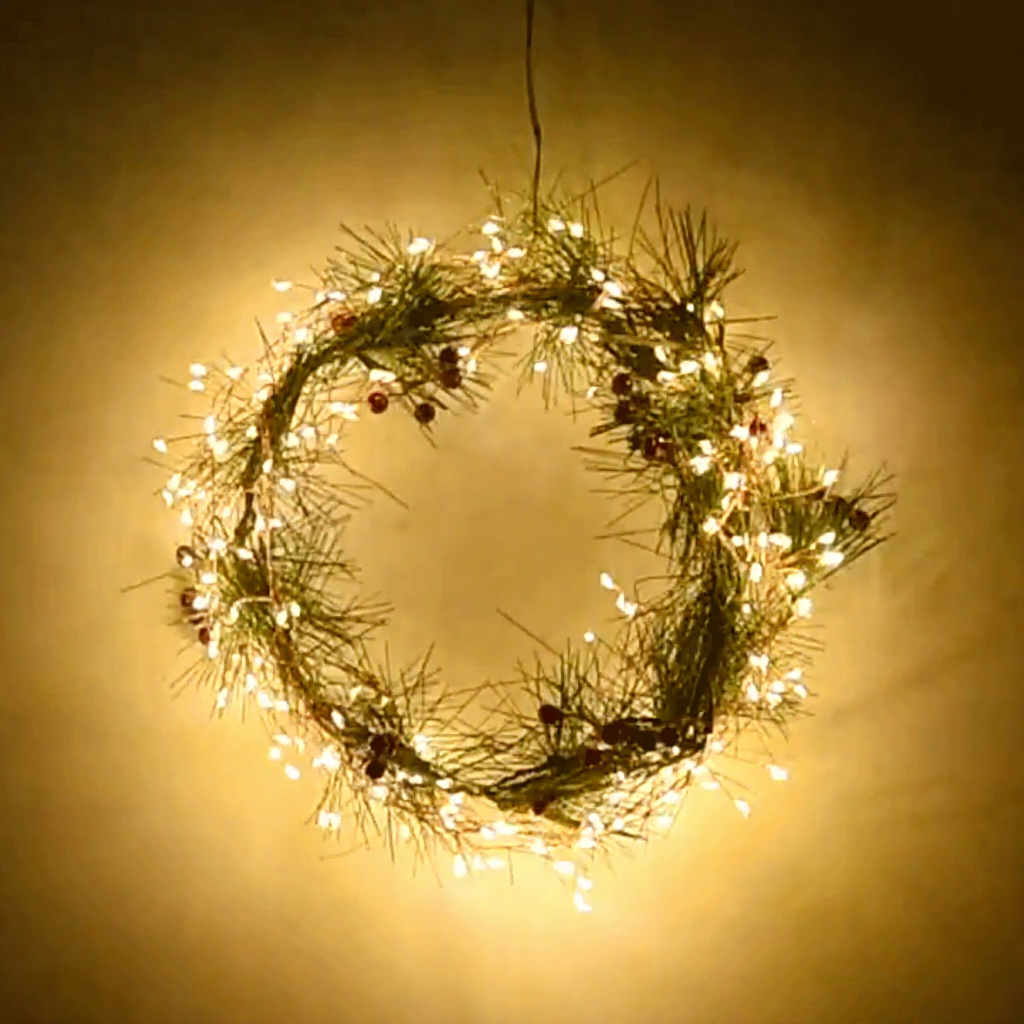Battery-Powered Warm White Christmas LED Cluster Fairy String Lights - 6.56ft, Tree & Wreath Holiday Lighting