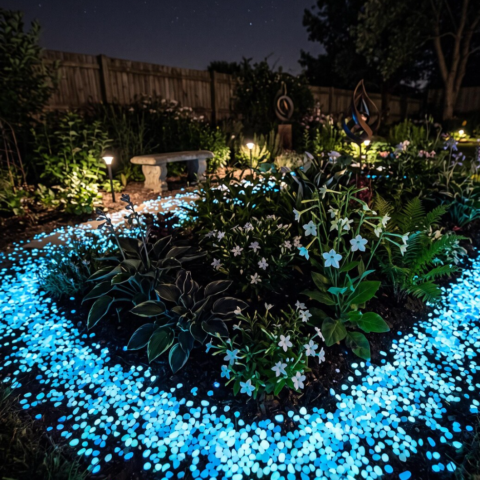 Glow-in-the-Dark Enchanted Garden Stones - Luminous Pebbles for Pathway & Lawn Accent Decor