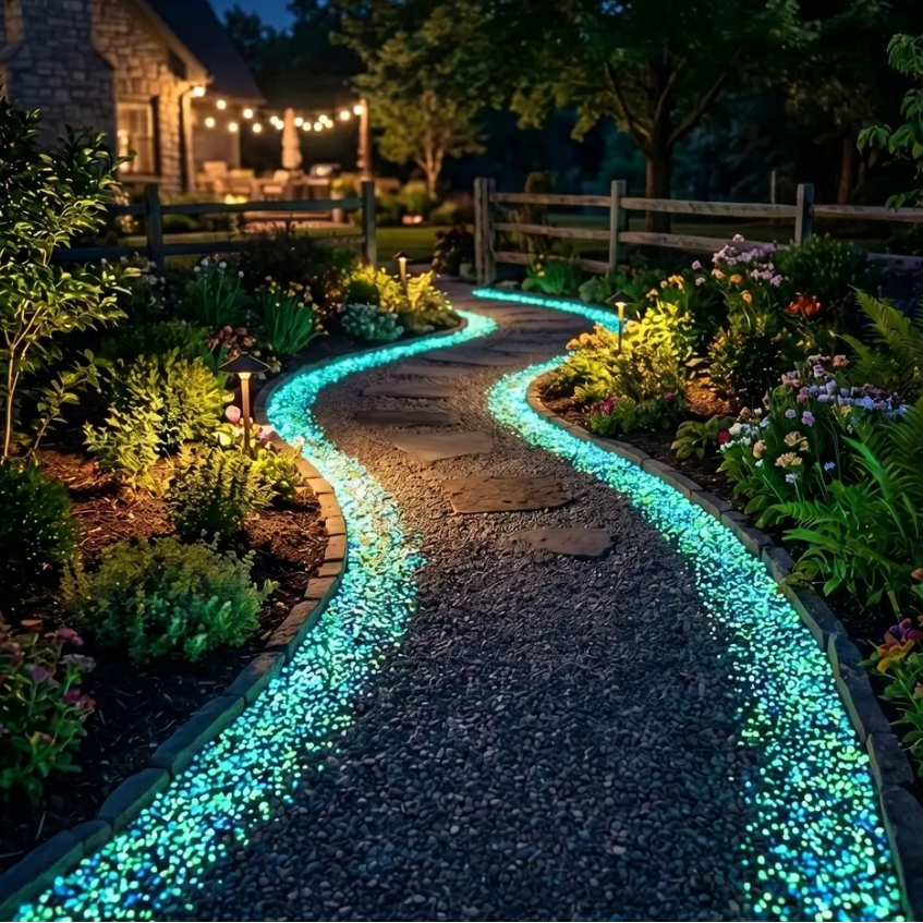 Glow-in-the-Dark Enchanted Garden Stones - Luminous Pebbles for Pathway & Lawn Accent Decor