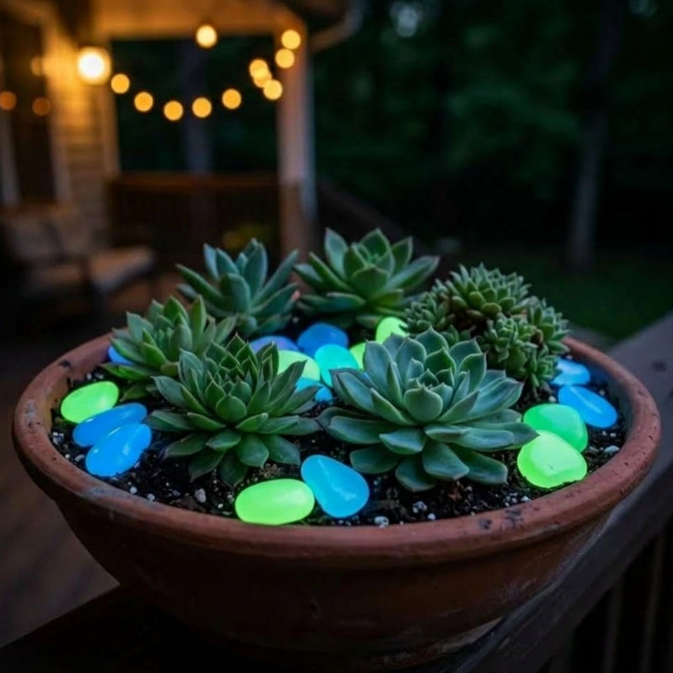 Glow-in-the-Dark Enchanted Garden Stones - Luminous Pebbles for Pathway & Lawn Accent Decor