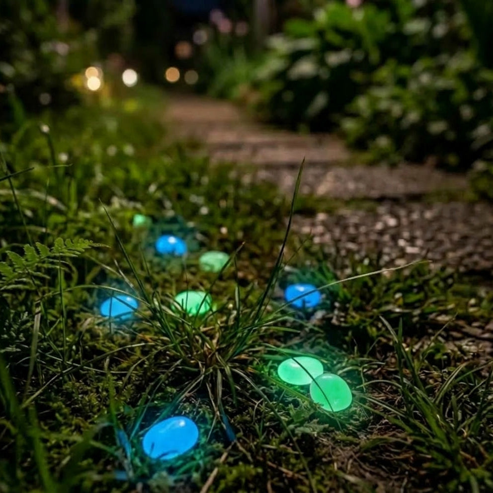 Glow-in-the-Dark Ambient LED Garden Pebbles - Luminous Pathway & Flower Bed Decor