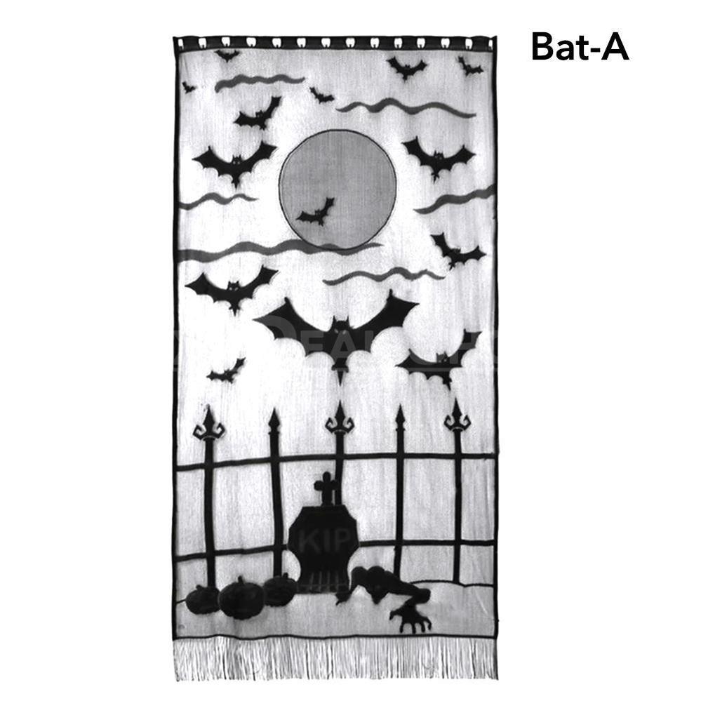 Halloween Themed Lace Curtain Decoration - Spooky Door Cover for Holiday Party Home Decor
