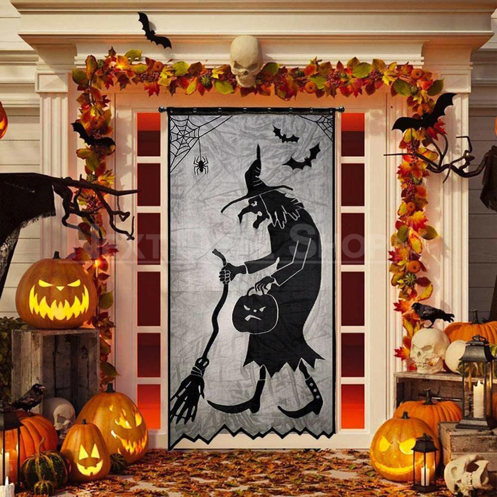 Halloween Themed Lace Curtain Decoration - Spooky Door Cover for Holiday Party Home Decor