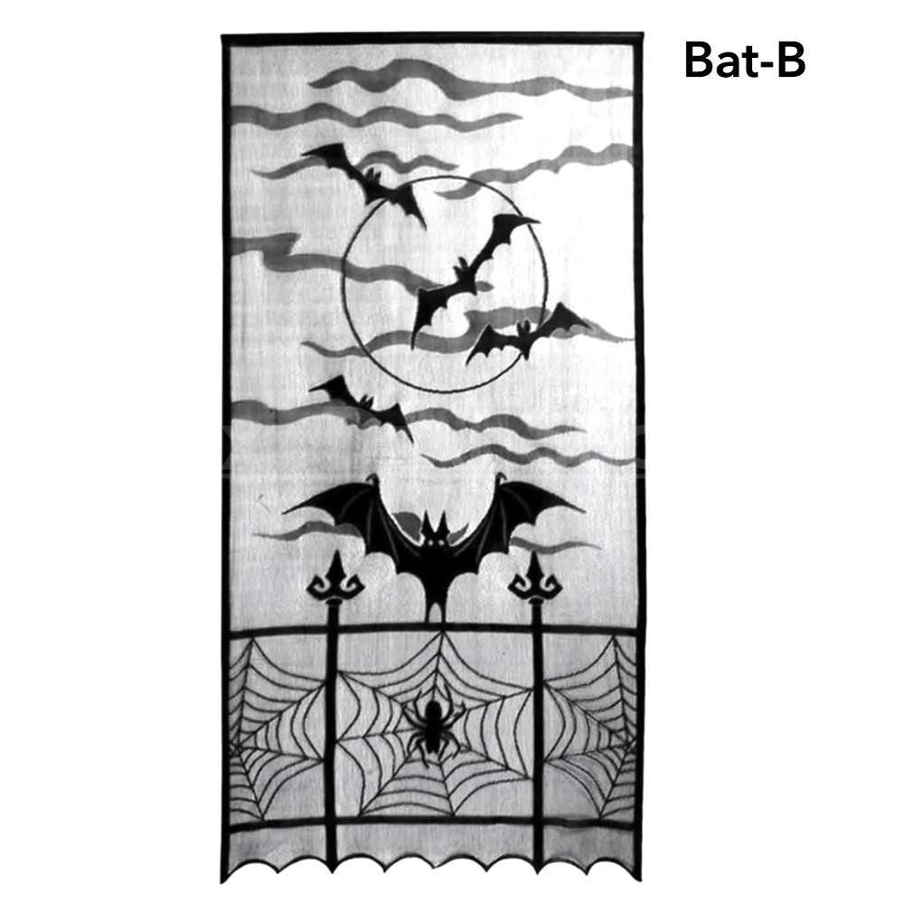 Halloween Themed Lace Curtain Decoration - Spooky Door Cover for Holiday Party Home Decor