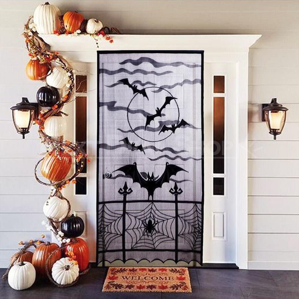 Halloween Themed Lace Curtain Decoration - Spooky Door Cover for Holiday Party Home Decor