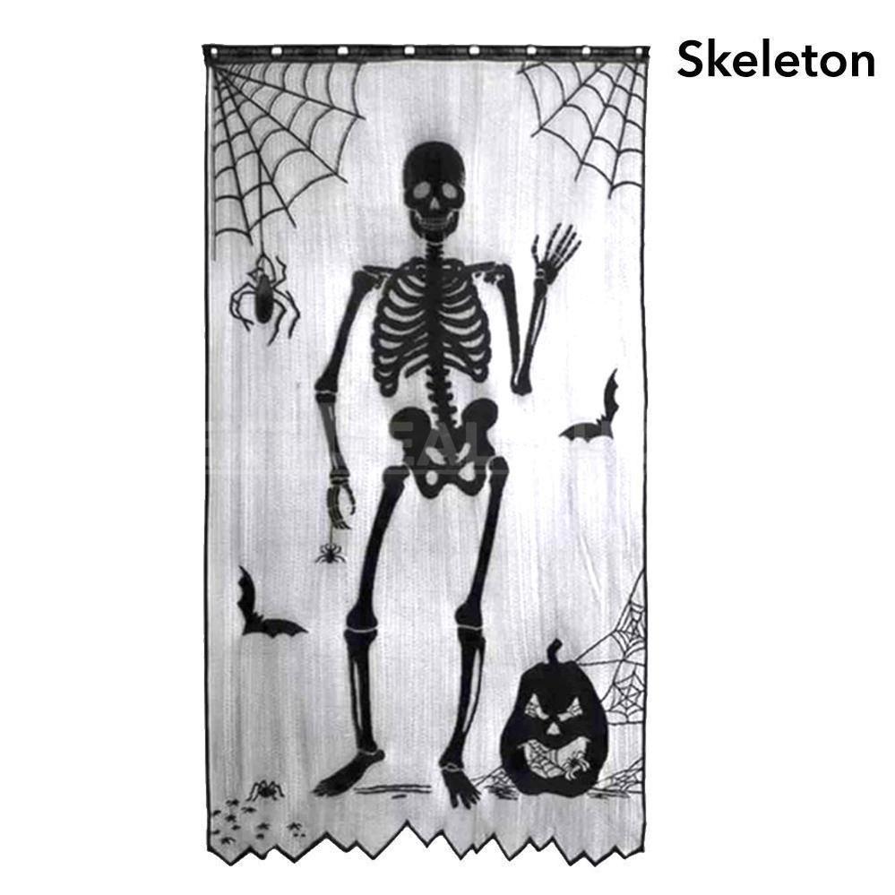 Halloween Themed Lace Curtain Decoration - Spooky Door Cover for Holiday Party Home Decor