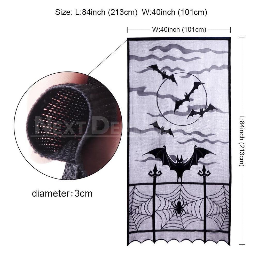 Halloween Themed Lace Curtain Decoration - Spooky Door Cover for Holiday Party Home Decor