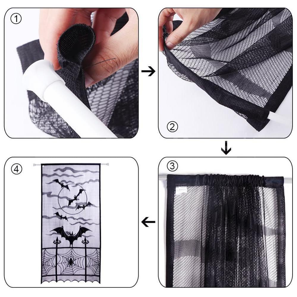 Halloween Themed Lace Curtain Decoration - Spooky Door Cover for Holiday Party Home Decor