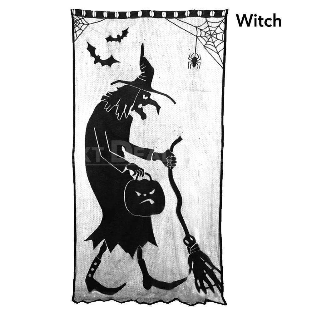 Halloween Themed Lace Curtain Decoration - Spooky Door Cover for Holiday Party Home Decor