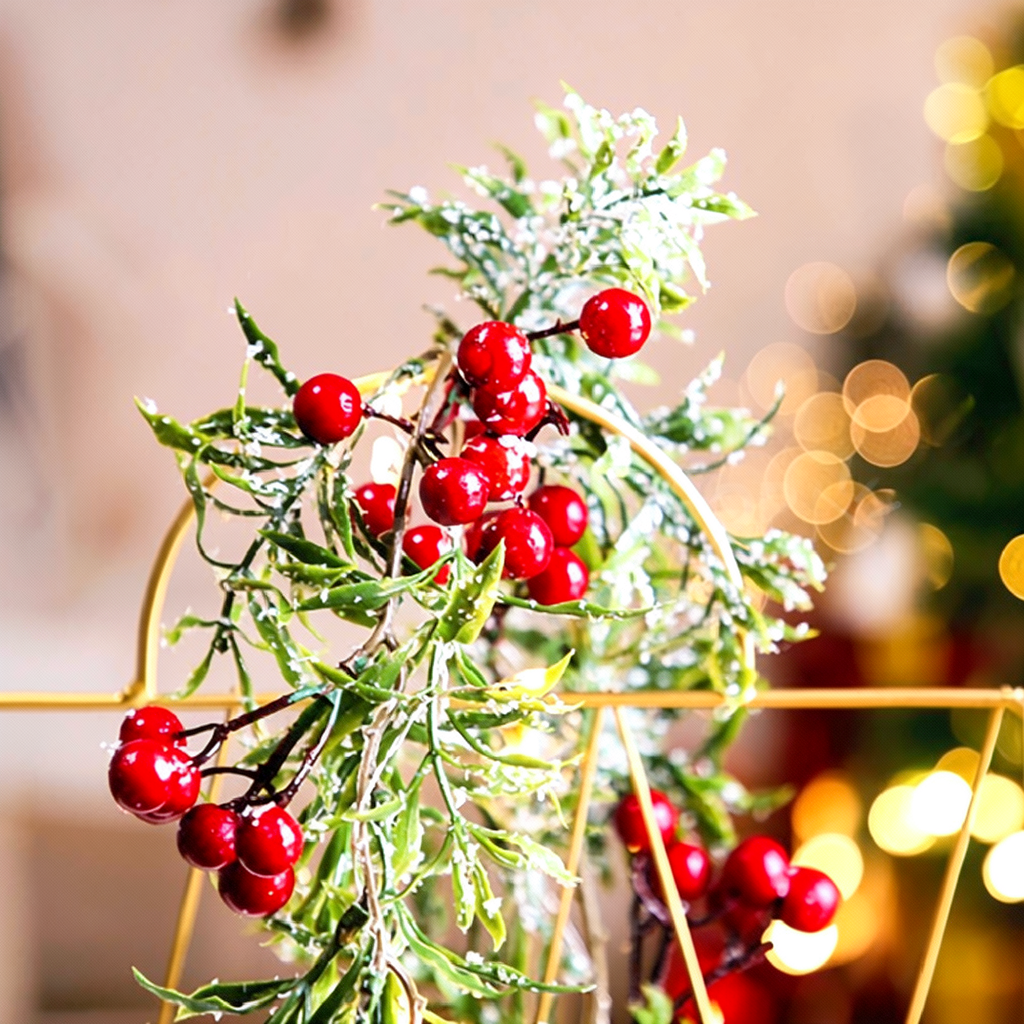 LED Red Berry Pine Needle Christmas Lights - Home Xmas Holiday Party Decor Lighting