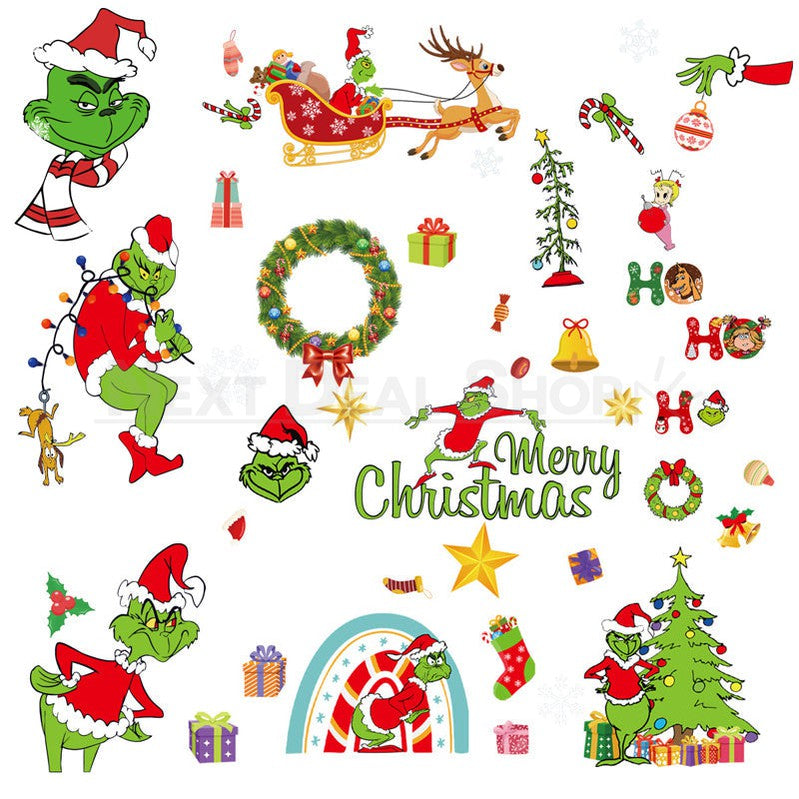 Naughty Christmas Static Window Clings - 8 Sheets, Holiday Window Decal