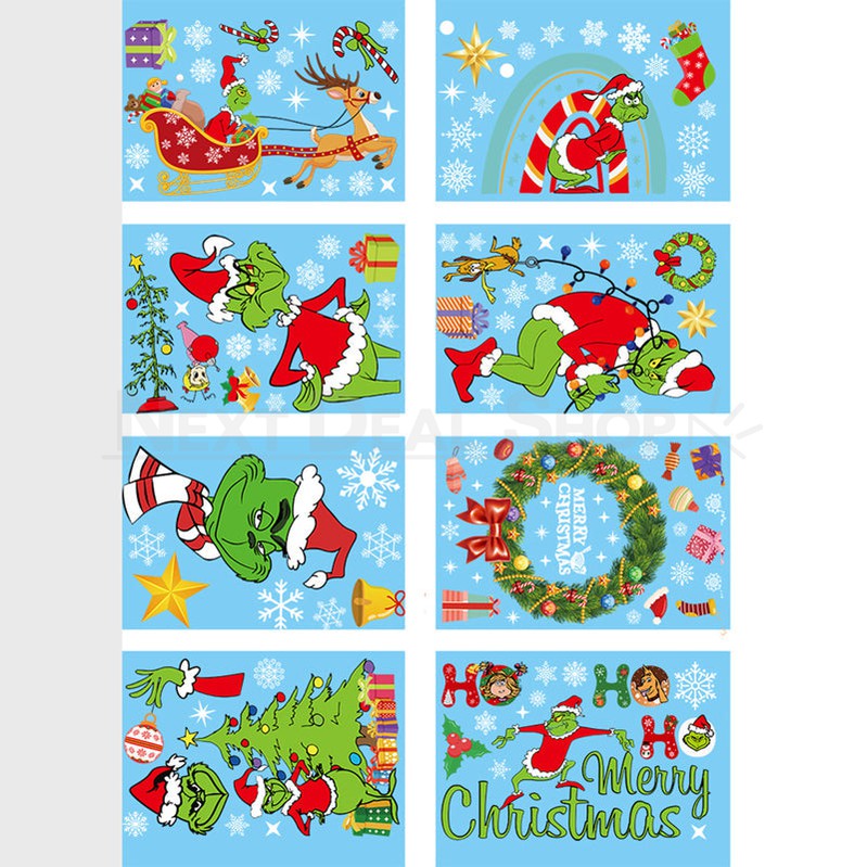 Naughty Christmas Static Window Clings - 8 Sheets, Holiday Window Decal