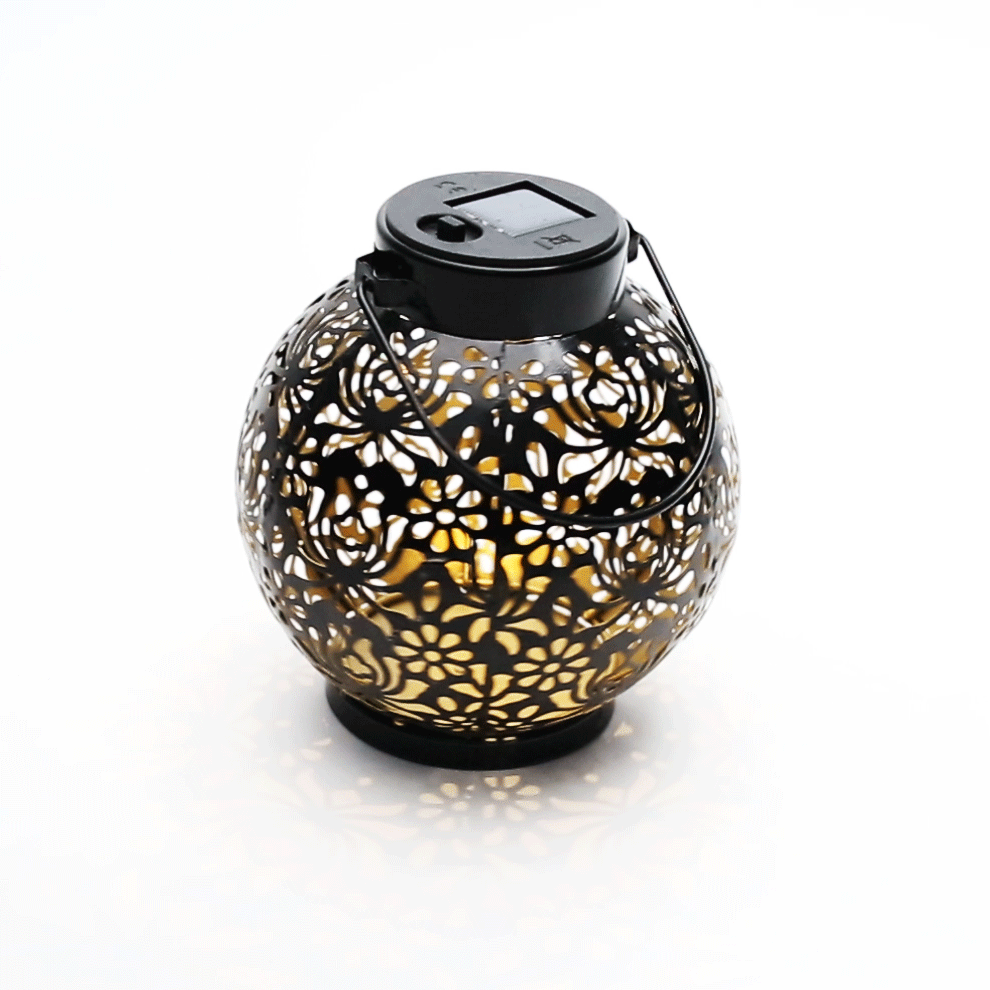 Solar Powered Iron Garden Lantern - Weatherproof Yard Garden Patio Backyard Outdoor Hanging Decor Lighting