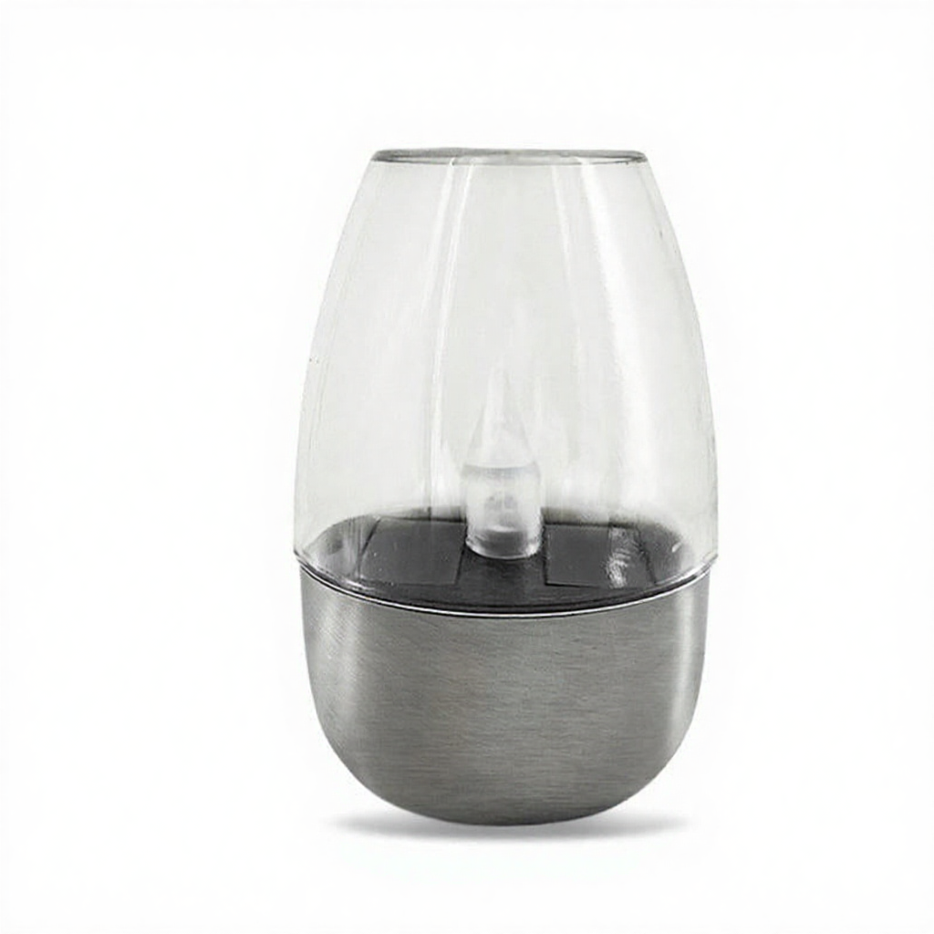 Solar Powered Stainless Steel Flickering LED Candle Light - Waterproof Outdoor Table Decor