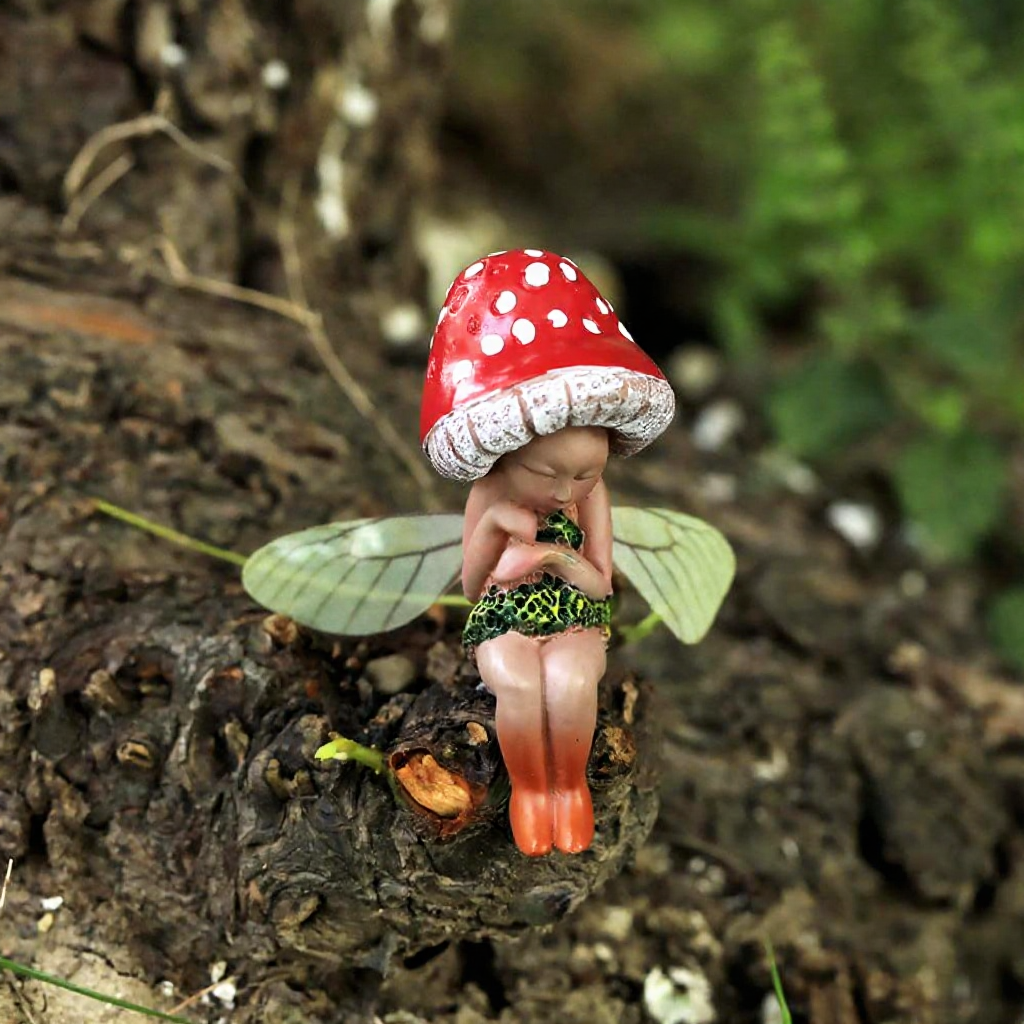 Whimsical Resin Sleeping Mushroom Fairy Figurine - Enchanted Garden & Shelf Decor